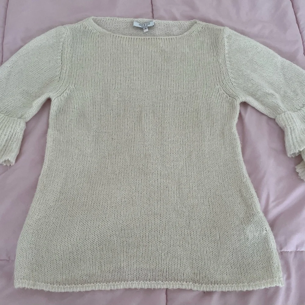 Gio & Gio white wool and mohair blend tiered sleeve sweater size S mad in Italy